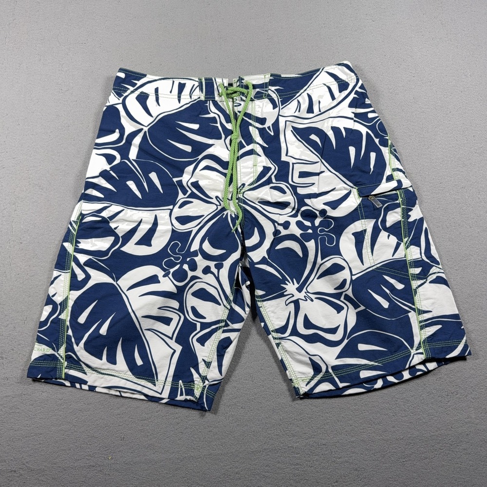 Tori Richard Shorts Mens XL Blue‎ Floral Swim Trunks Hawaiian Tropical Print